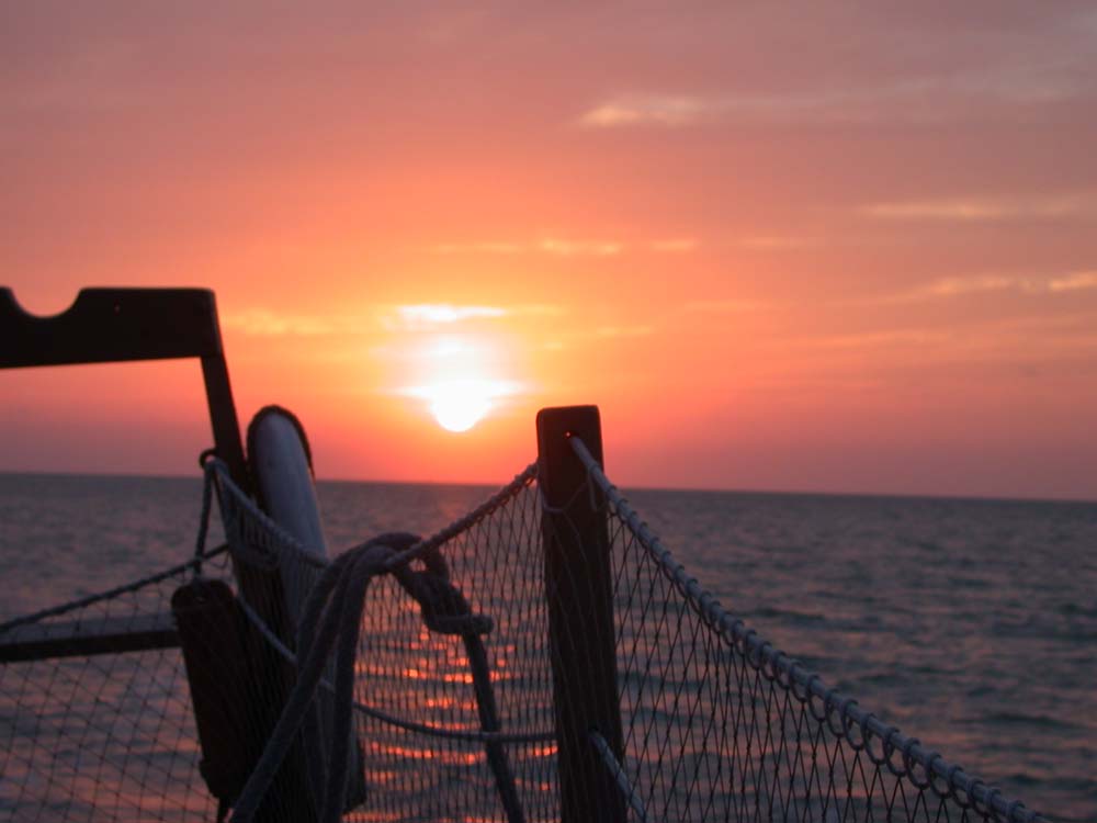 Sunset on a sailboat